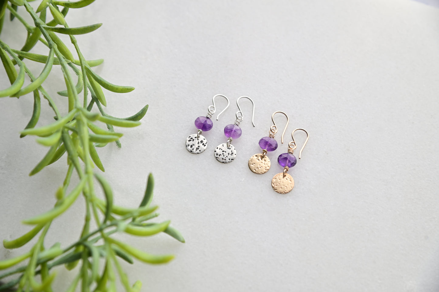 Amethyst Mini Moons Gemstone Earrings