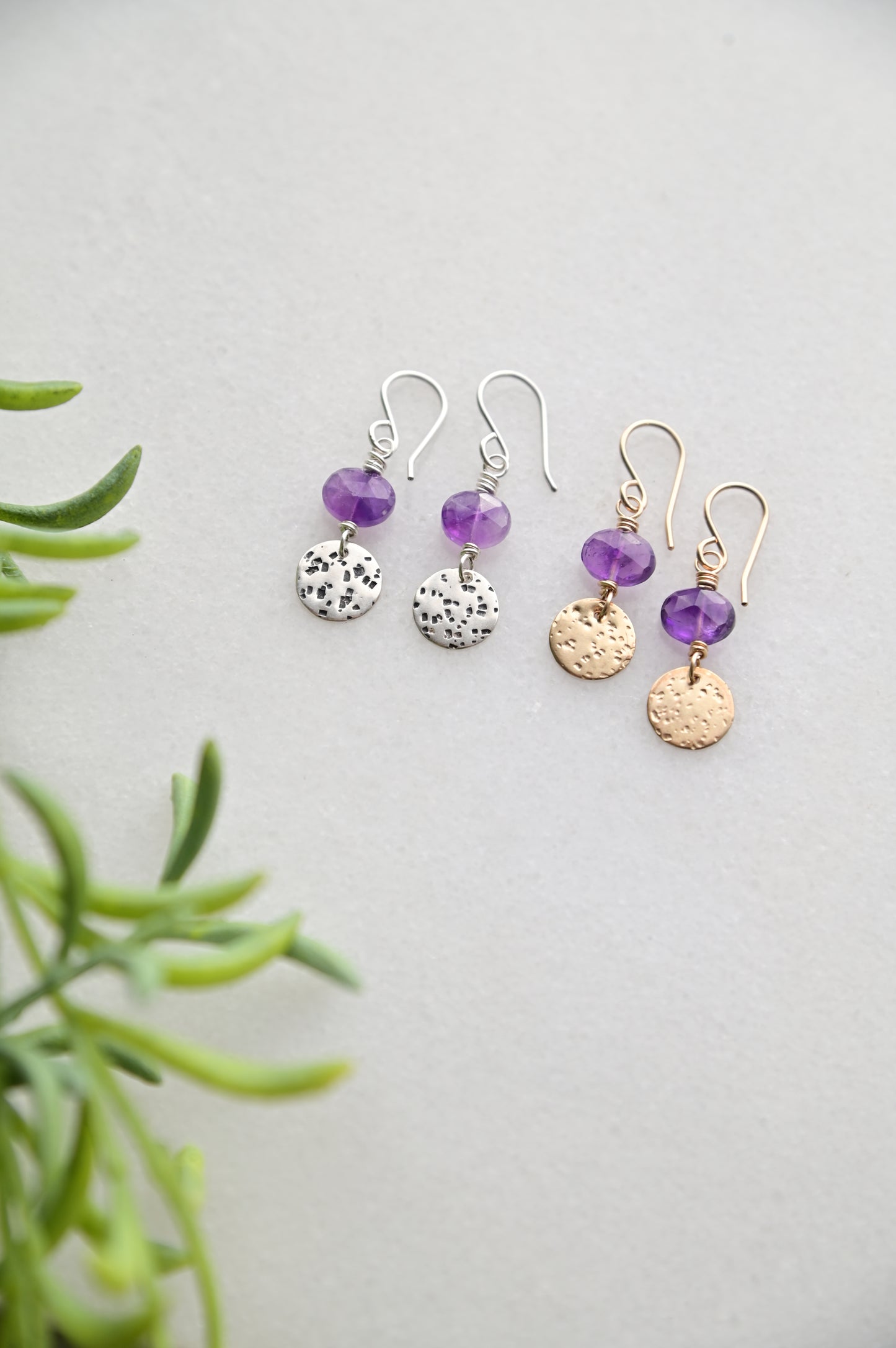 Amethyst Mini Moons Gemstone Earrings