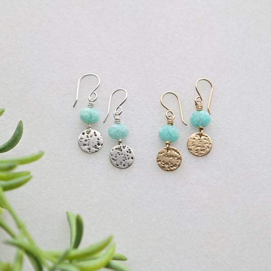 Amazonite Mini Moons Gemstone Earrings