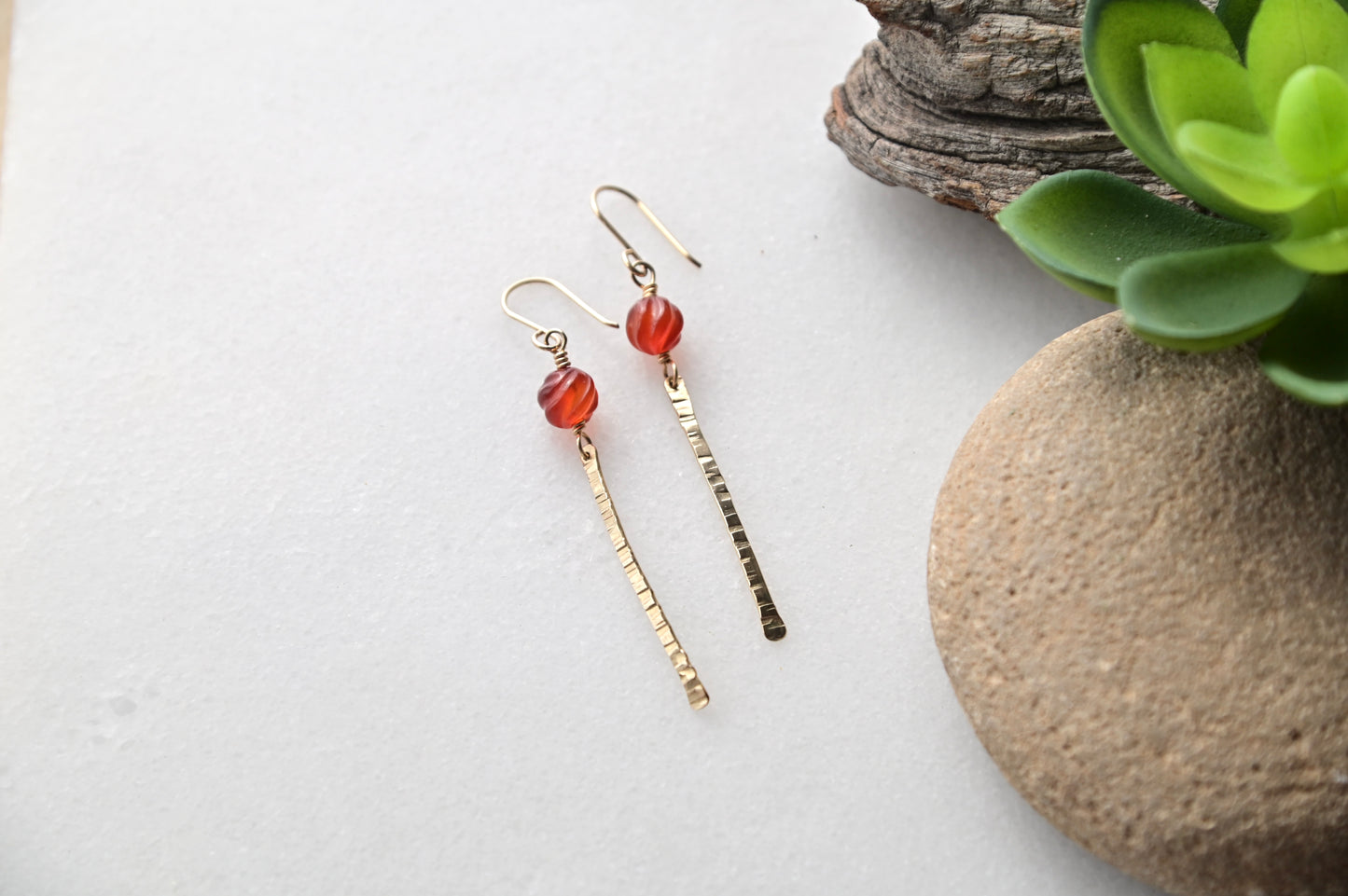 Sticks & Stones: Carnelian + Gold Earrings