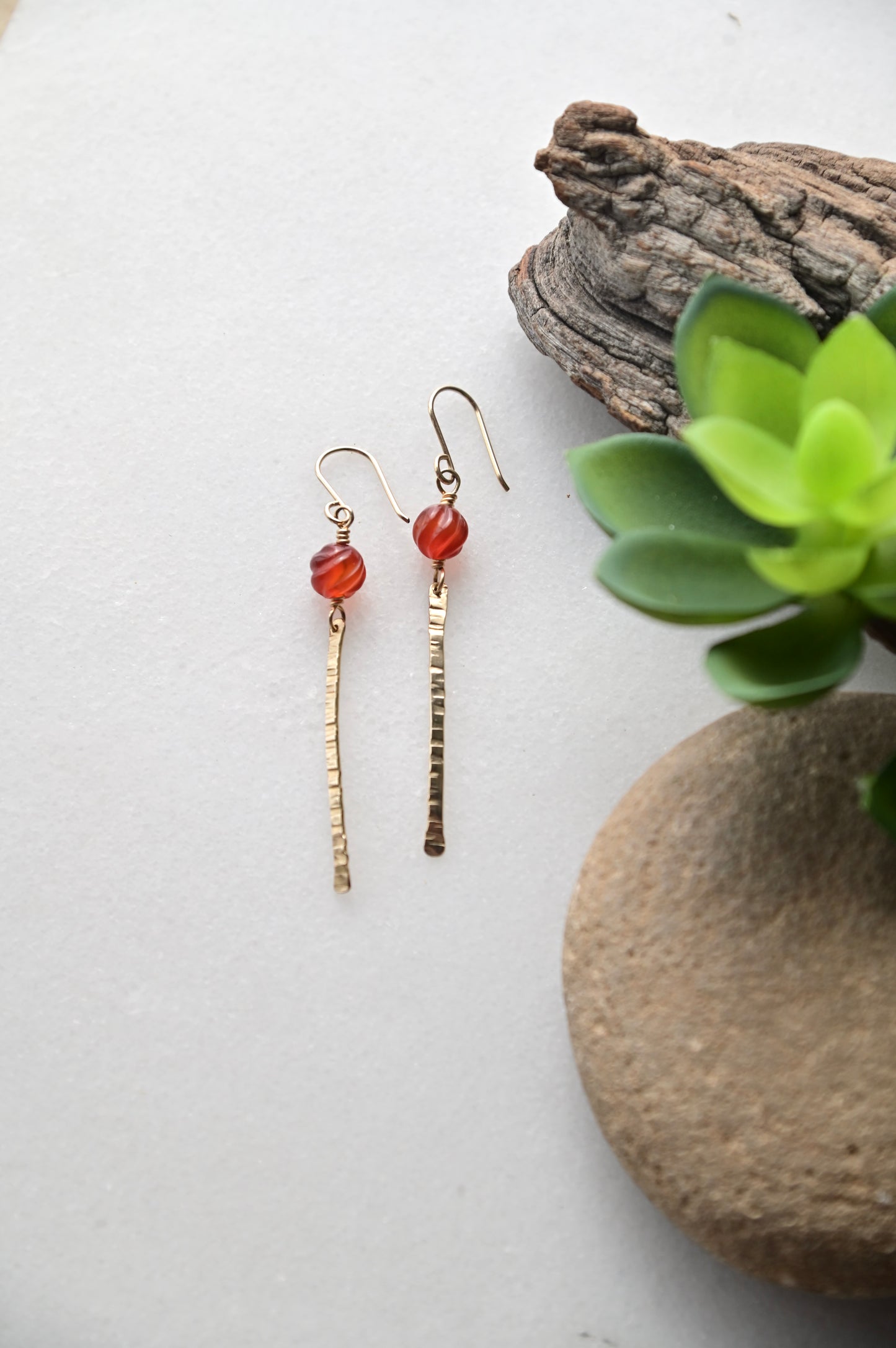 Sticks & Stones: Carnelian + Gold Earrings