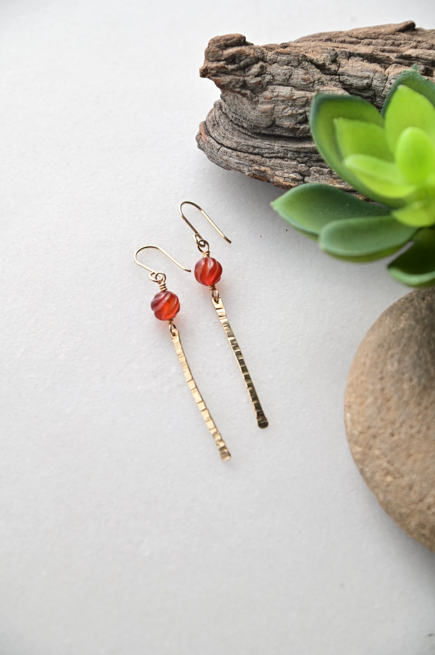 Sticks & Stones: Carnelian + Gold Earrings