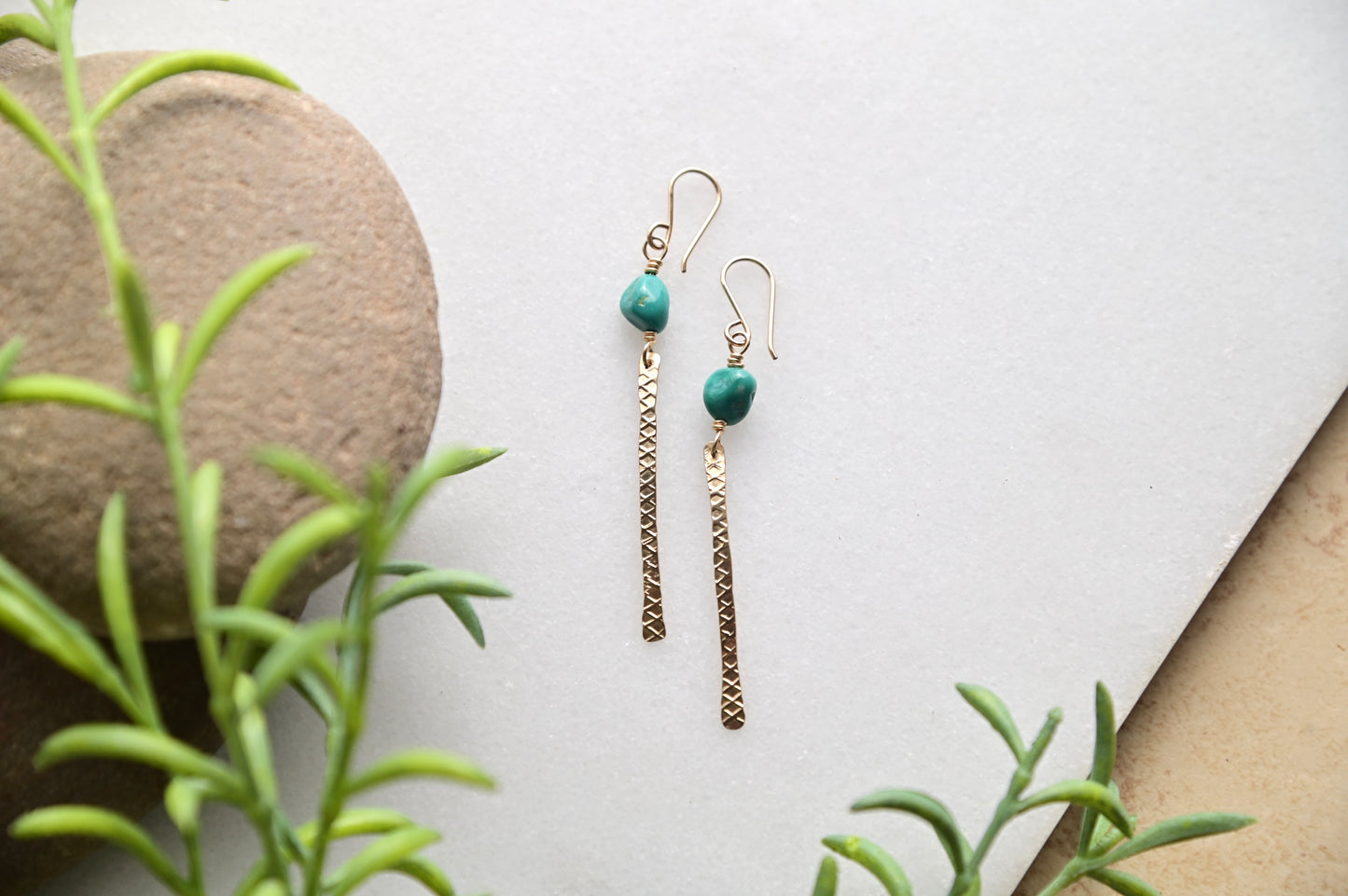 Sticks & Stones: Turquoise + Gold Earrings