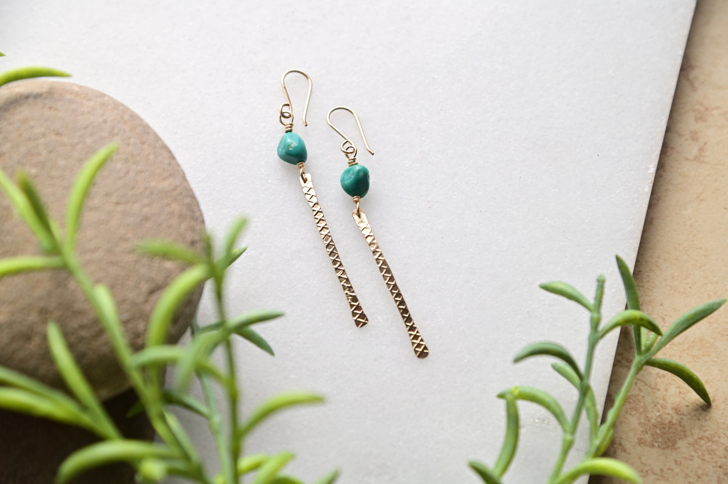 Sticks & Stones: Turquoise + Gold Earrings