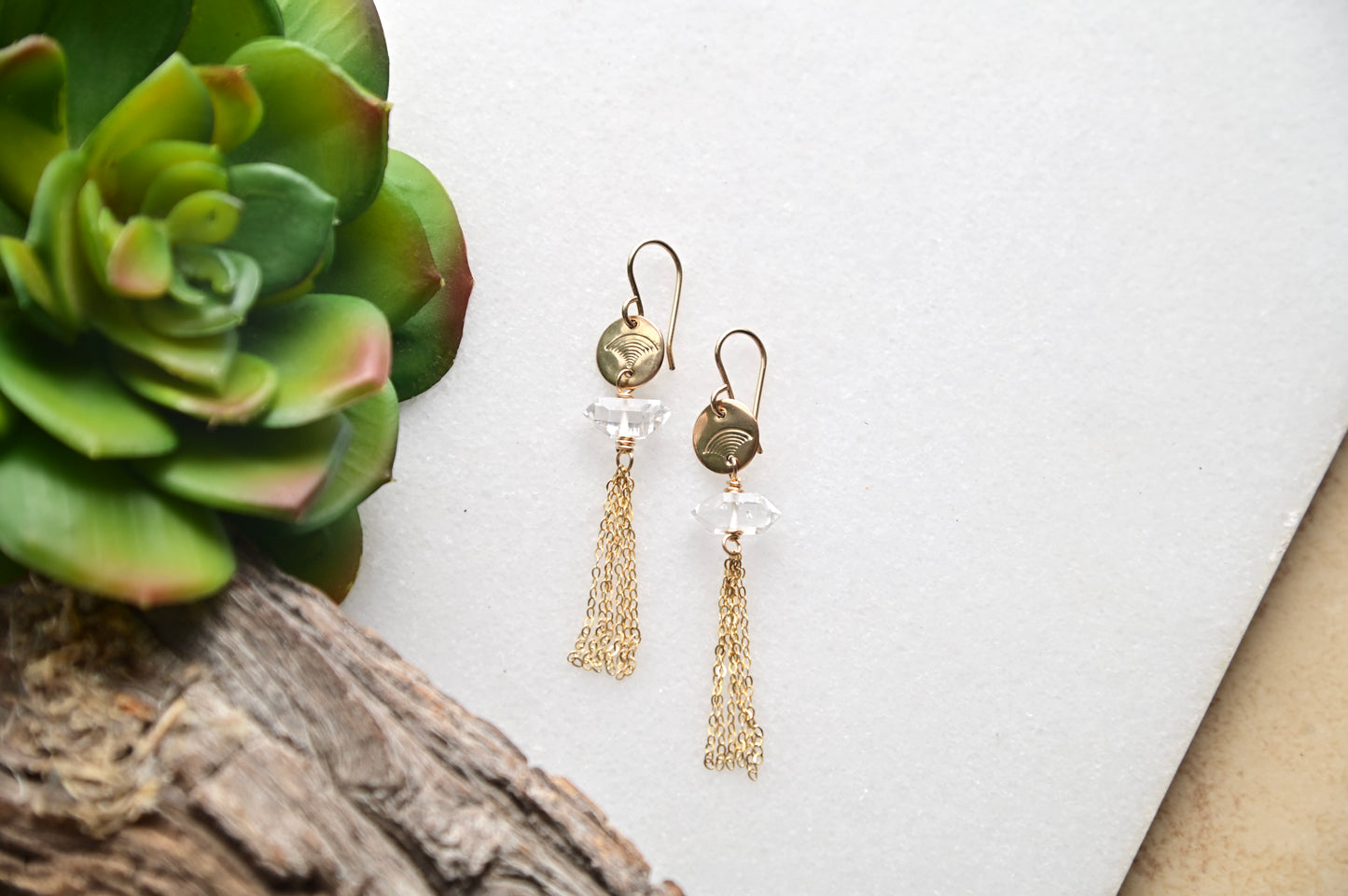 Gold Essentials: Herkimer Diamond + Gold Earrings