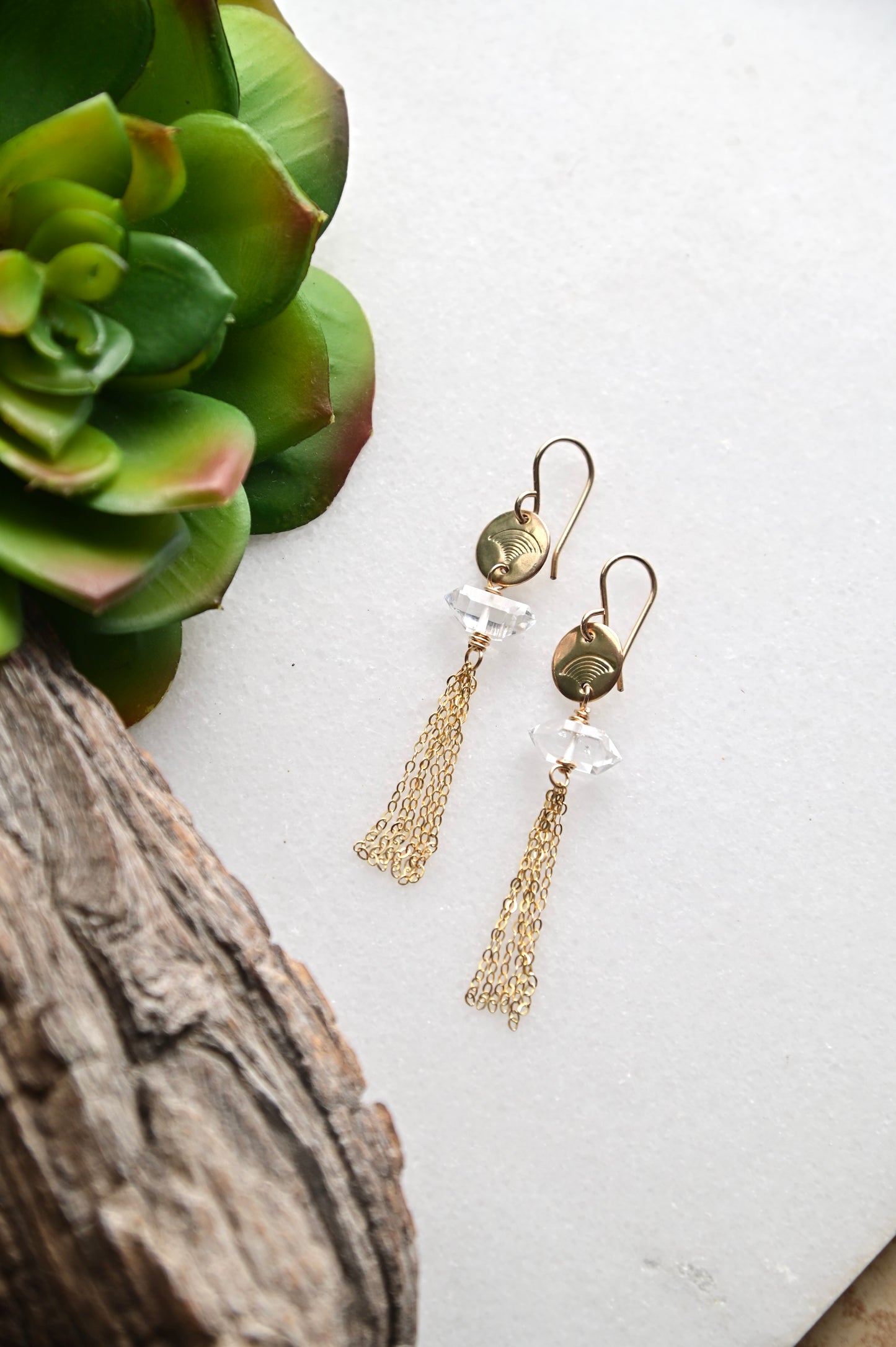 Gold Essentials: Herkimer Diamond + Gold Earrings