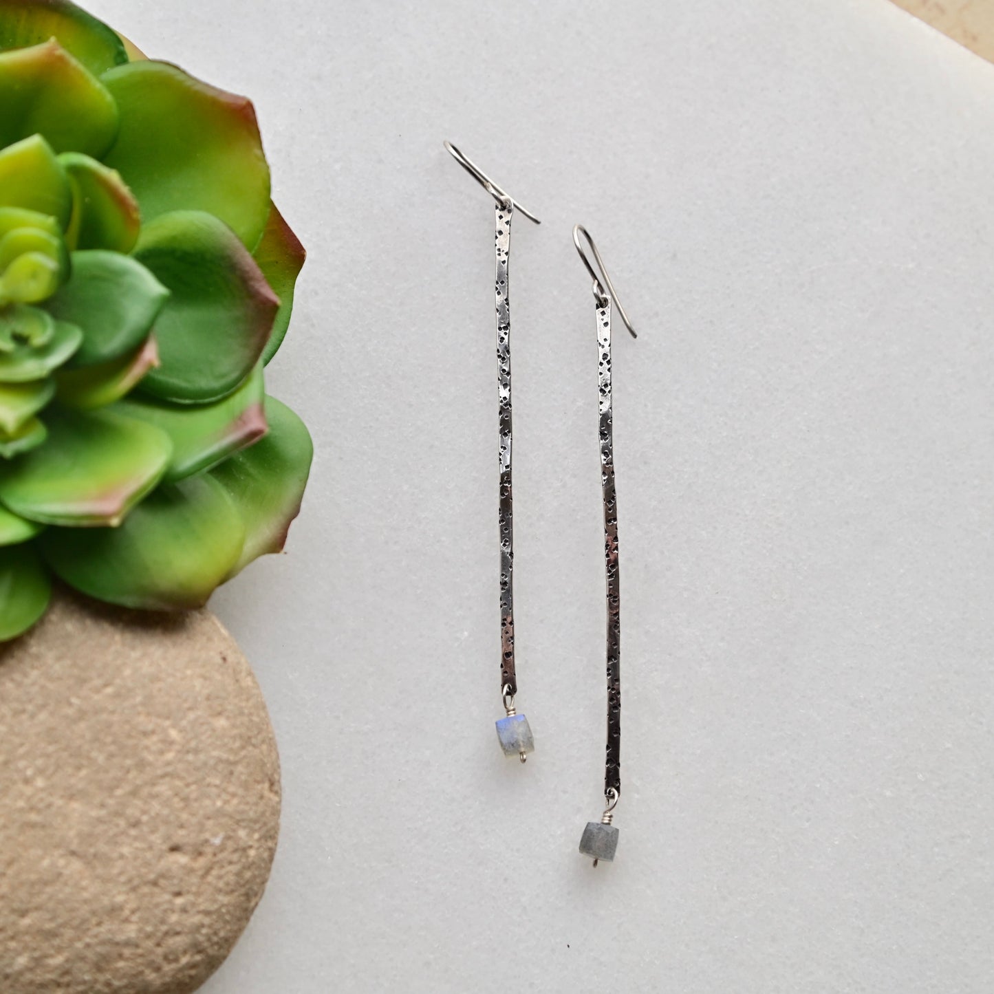 Sticks & Stones: Labradorite + Silver Earrings