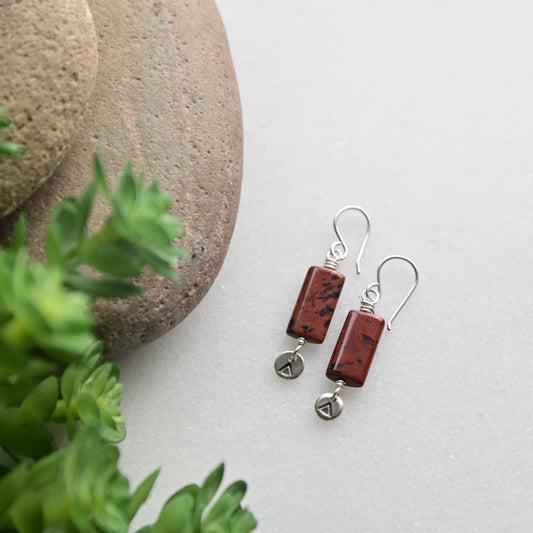 Silver Elements: Red Jasper Earrings