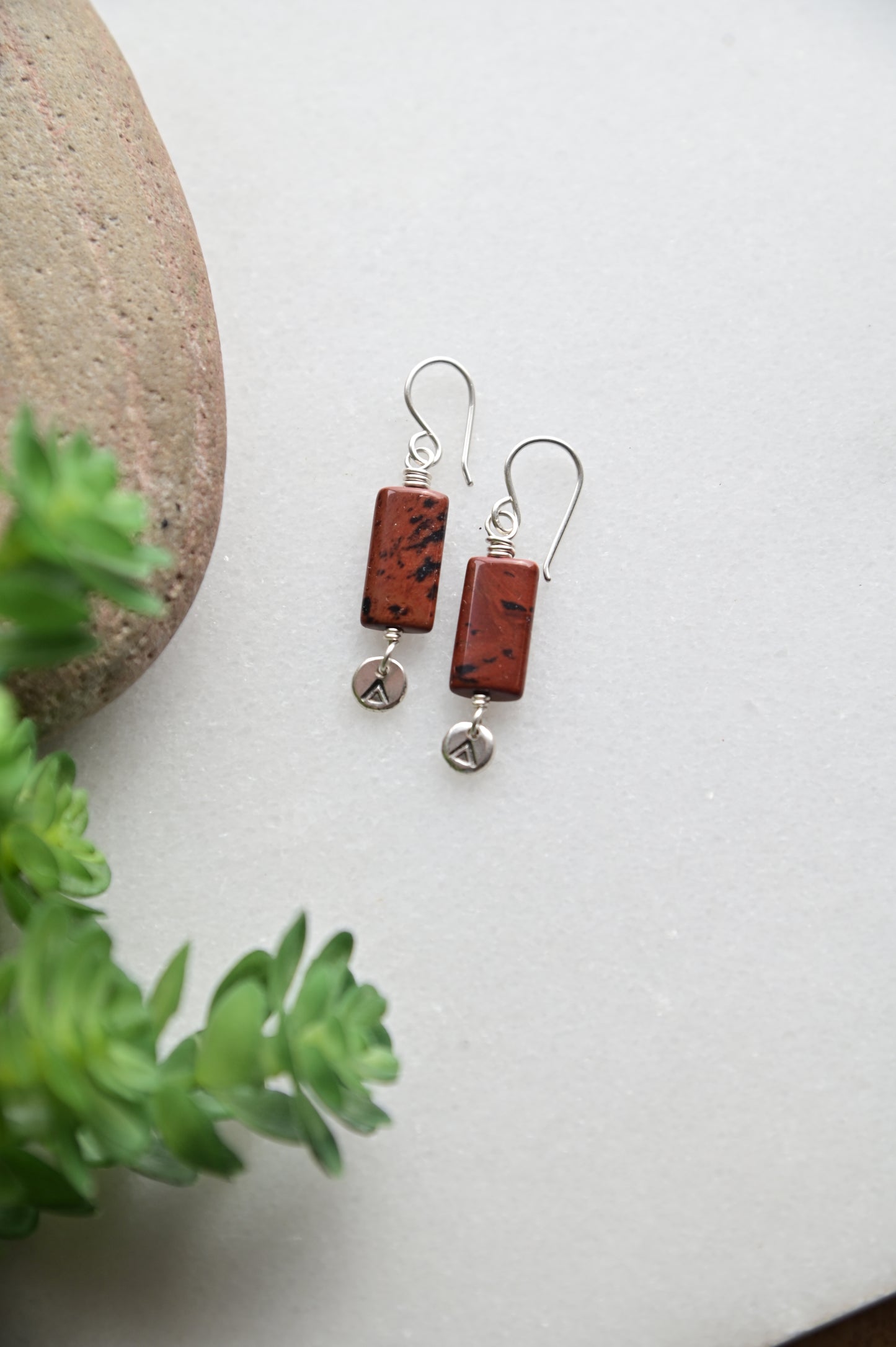 Silver Elements: Red Jasper Earrings