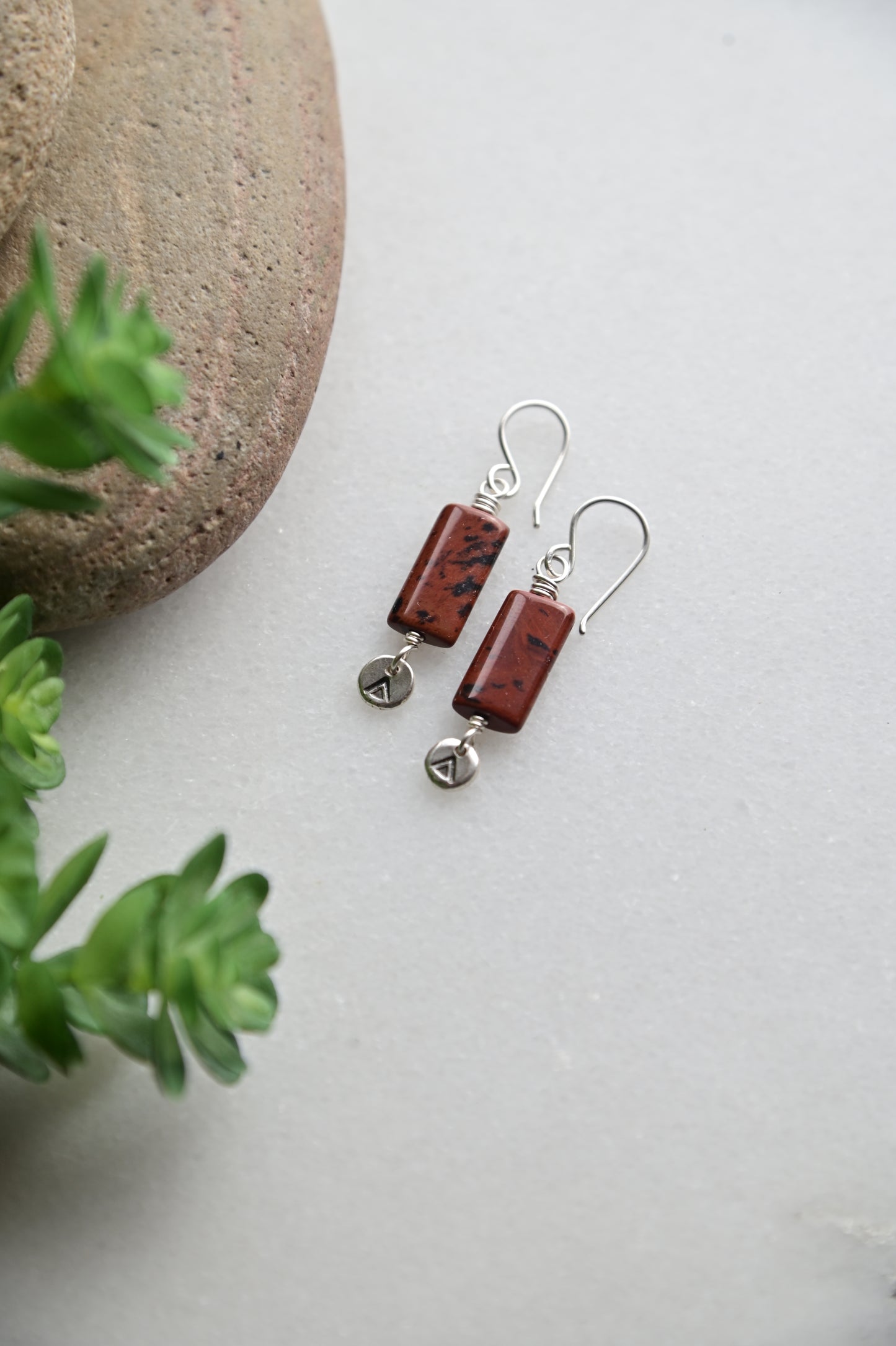 Silver Elements: Red Jasper Earrings