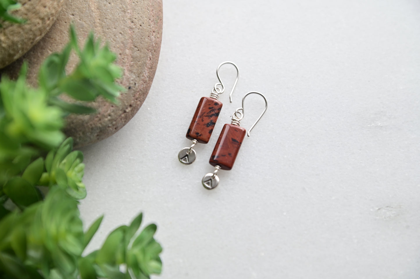 Silver Elements: Red Jasper Earrings