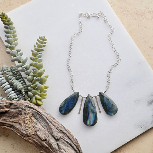 Sticks & Stones: Labradorite + Silver Necklace