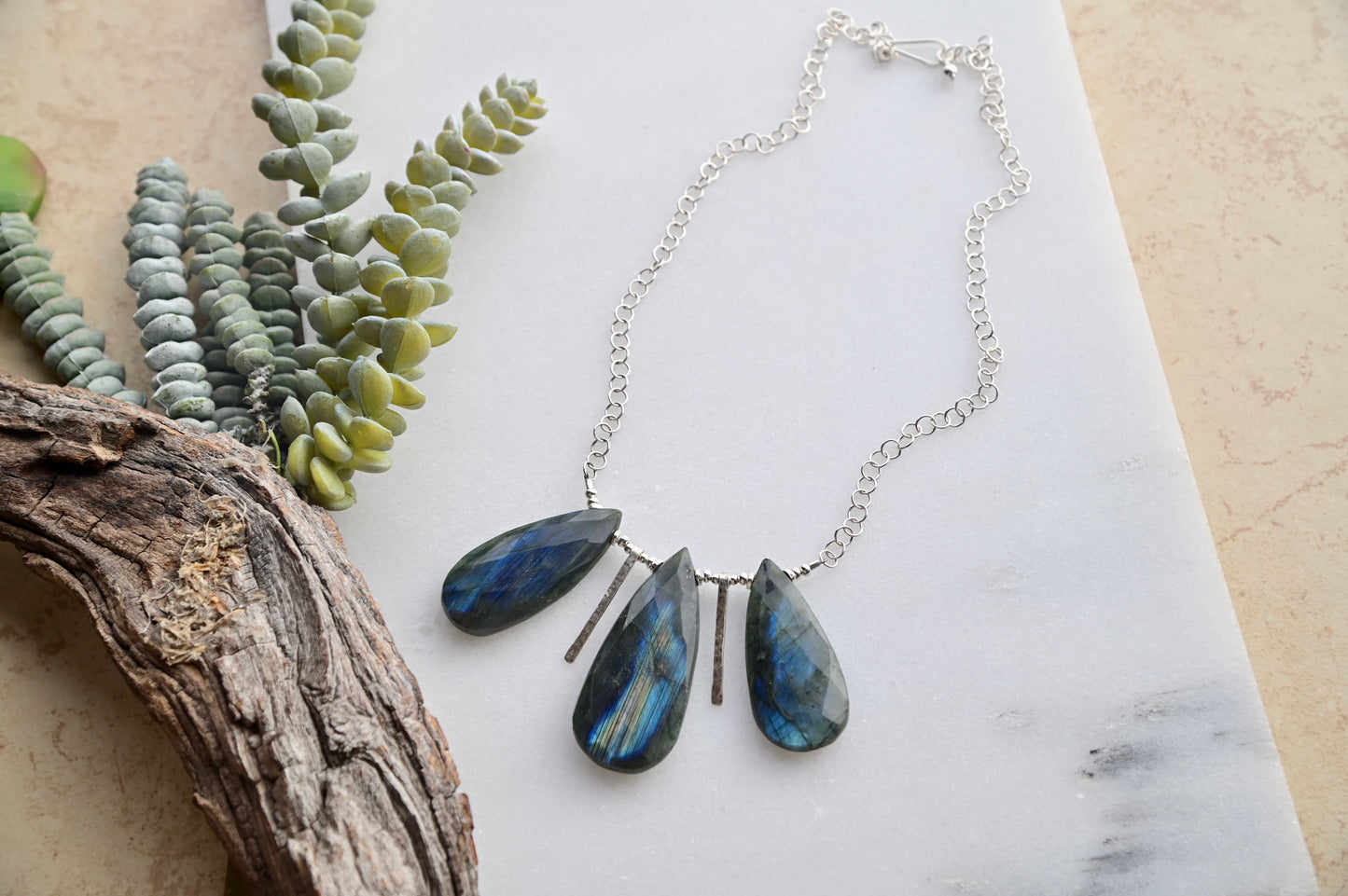 Sticks & Stones: Labradorite + Silver Necklace