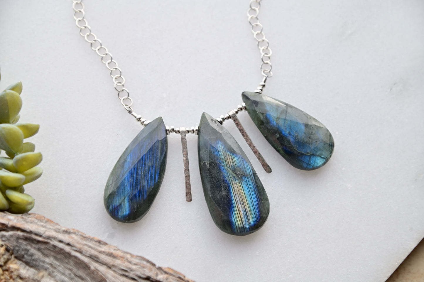 Sticks & Stones: Labradorite + Silver Necklace