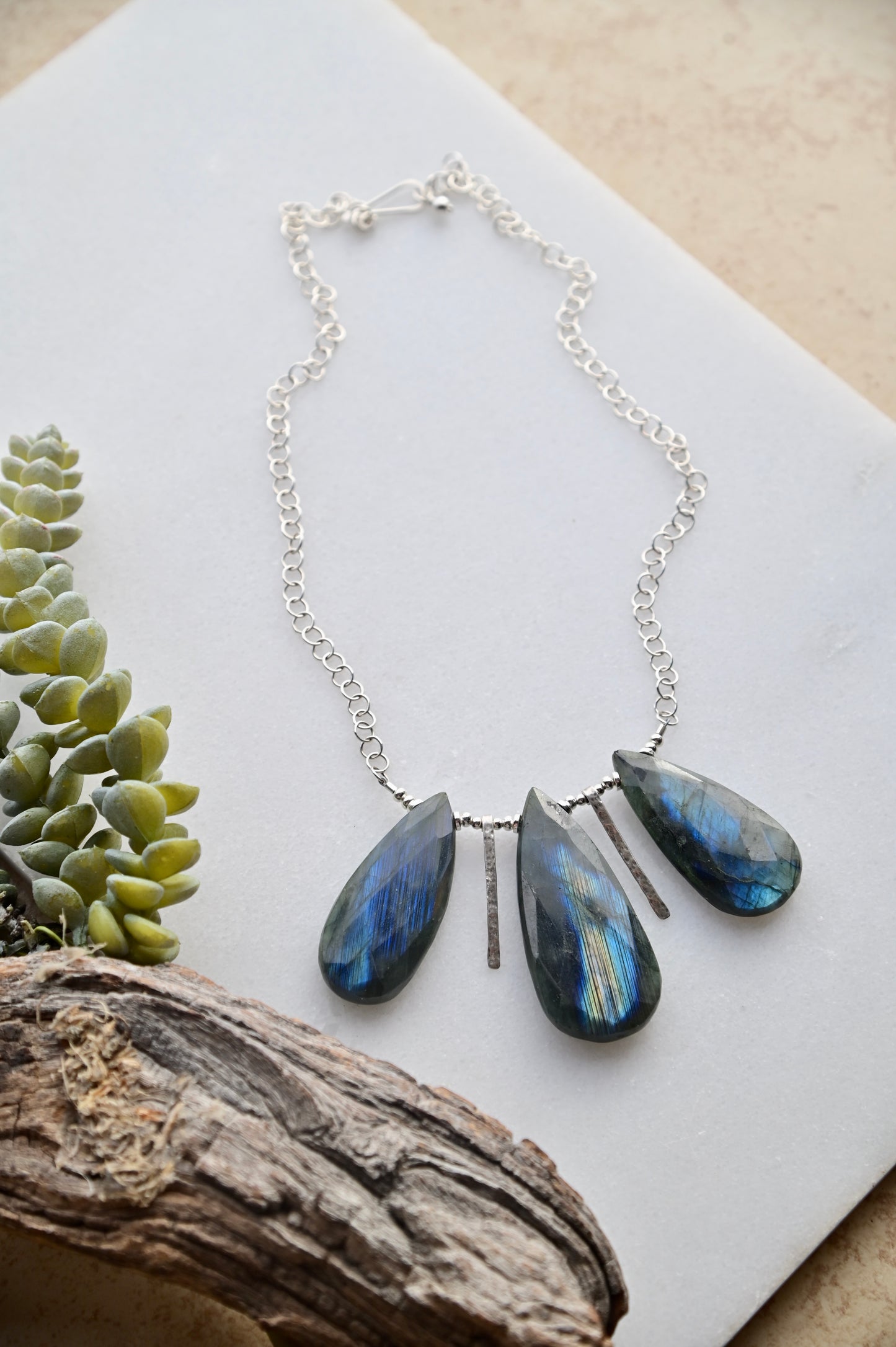 Sticks & Stones: Labradorite + Silver Necklace