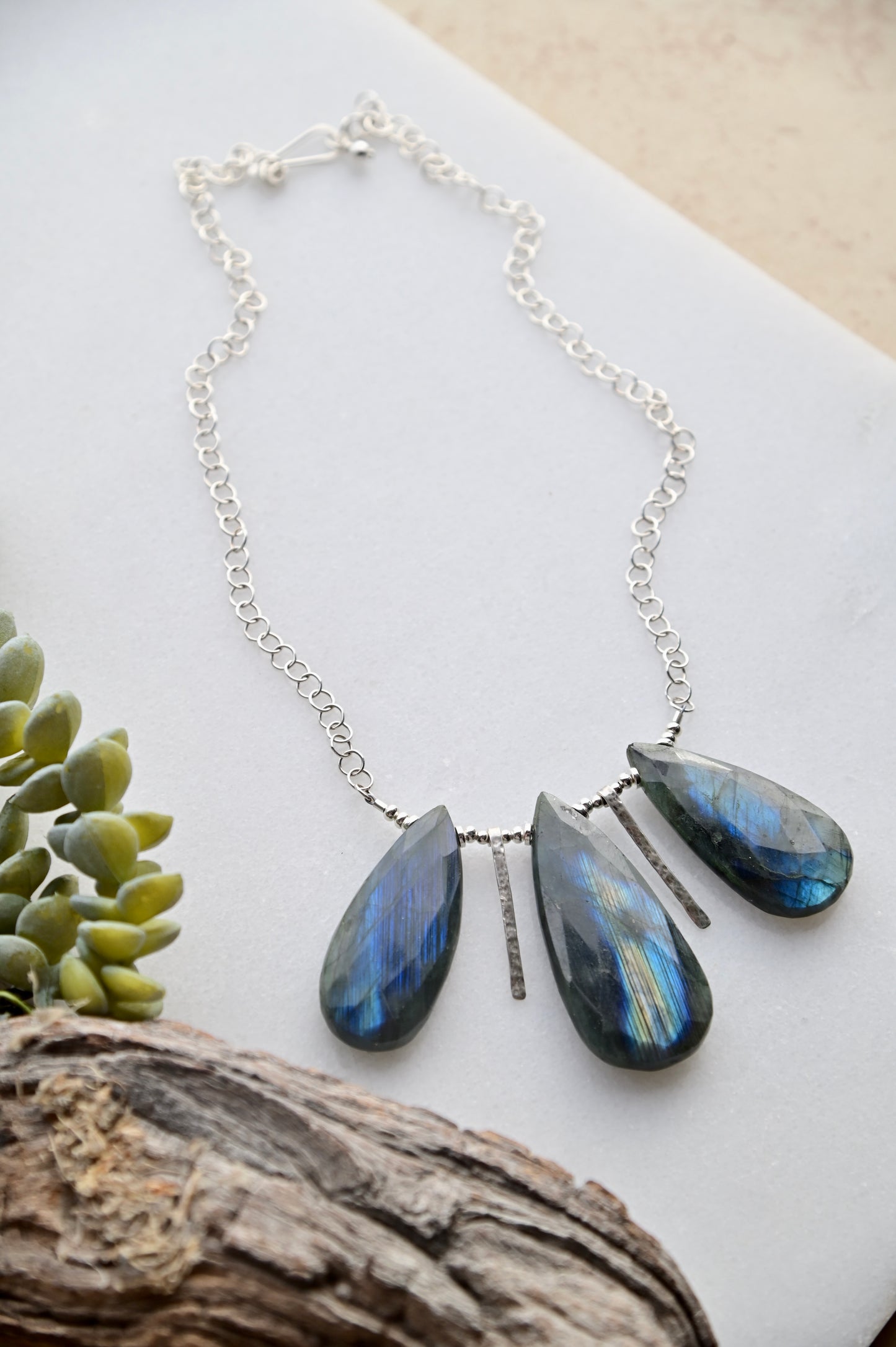 Sticks & Stones: Labradorite + Silver Necklace