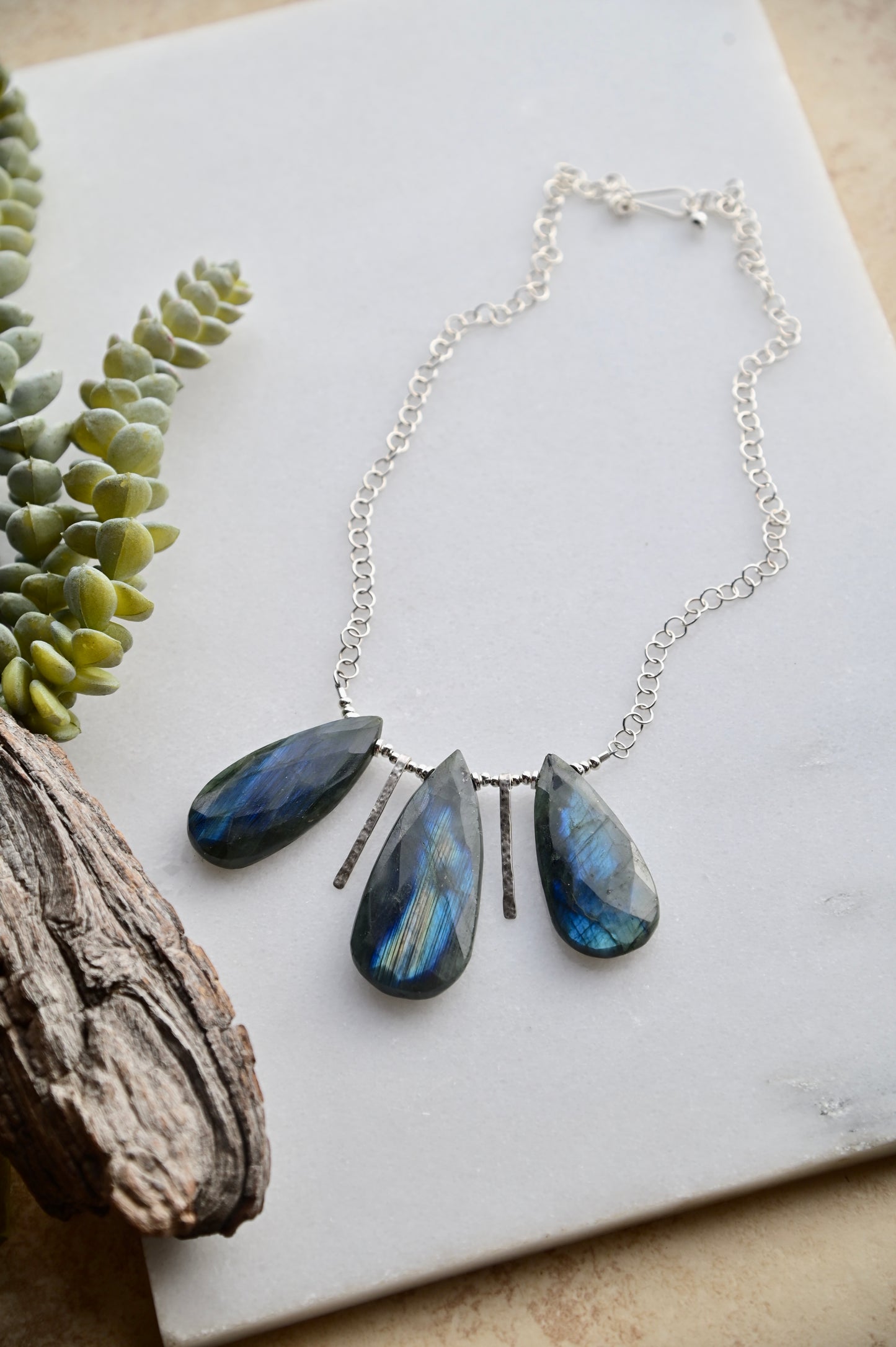 Sticks & Stones: Labradorite + Silver Necklace