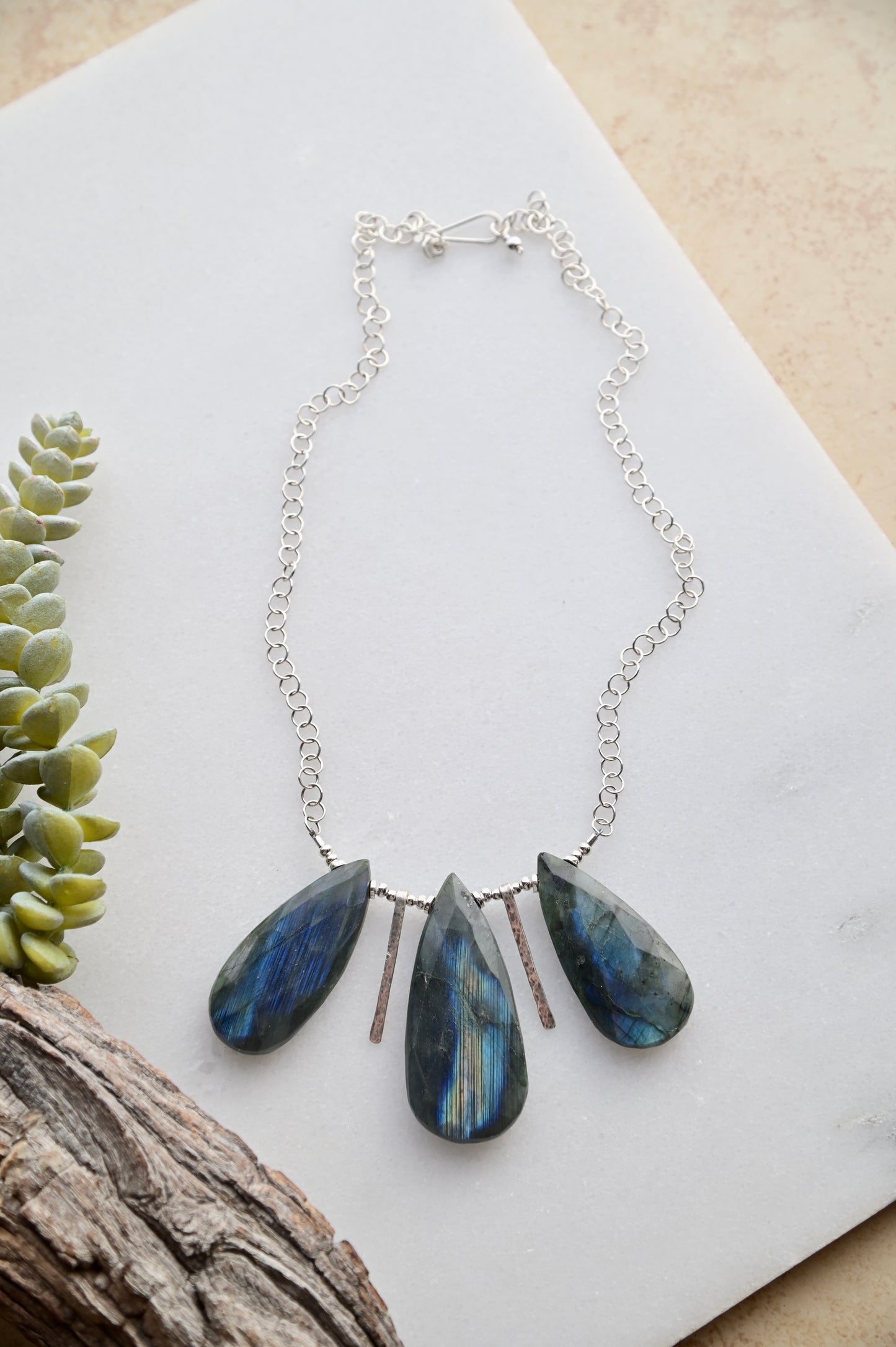 Sticks & Stones: Labradorite + Silver Necklace