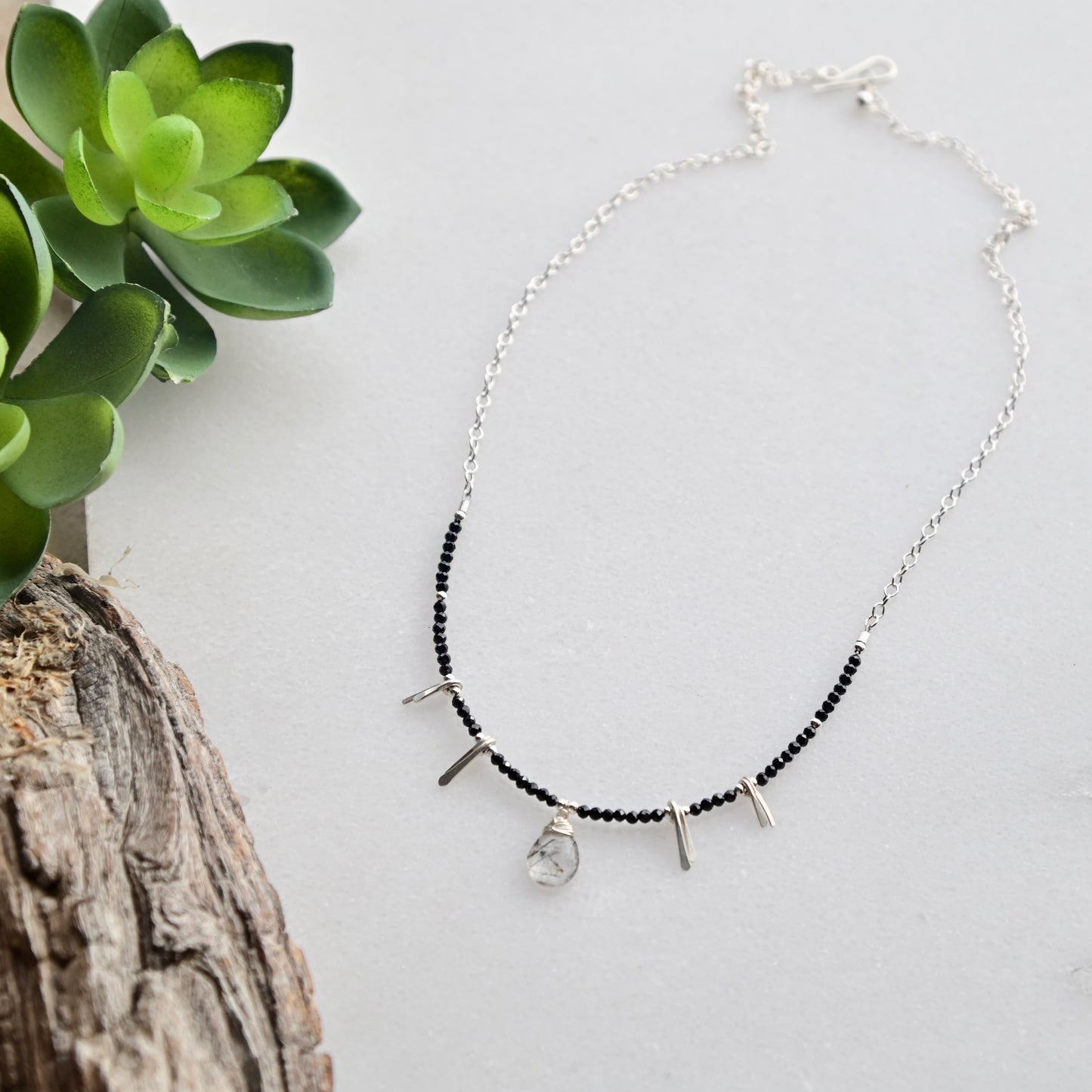 Sticks & Stones: Tourmaline Quartz + Silver Necklace