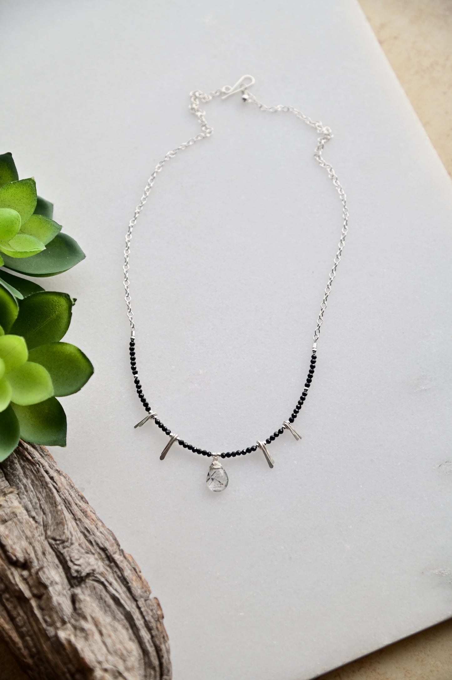 Sticks & Stones: Tourmaline Quartz + Silver Necklace