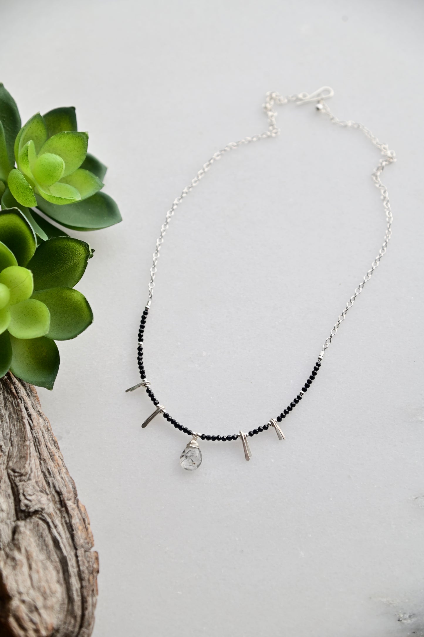 Sticks & Stones: Tourmaline Quartz + Silver Necklace