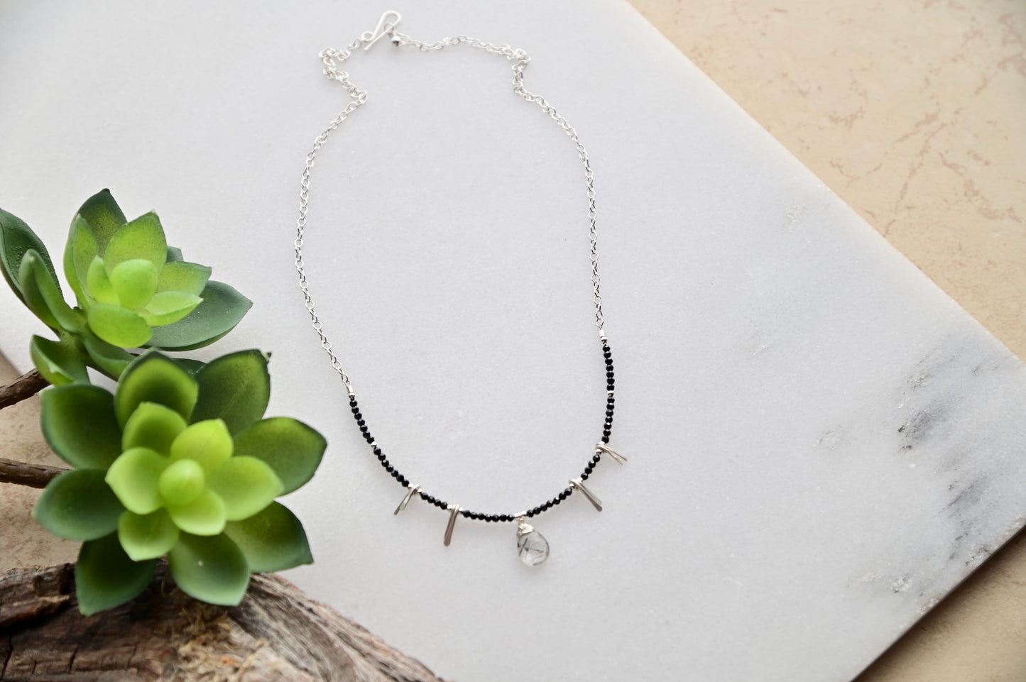 Sticks & Stones: Tourmaline Quartz + Silver Necklace