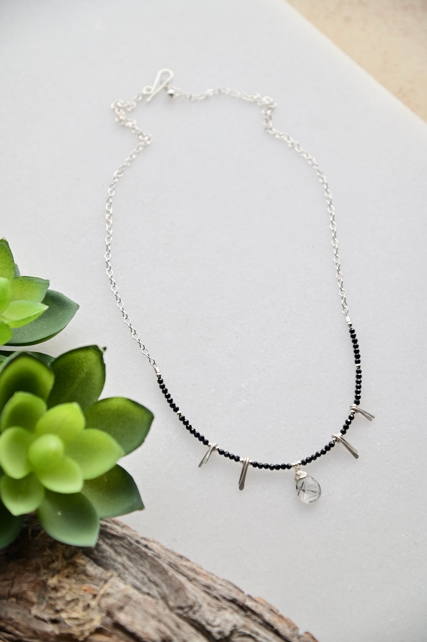 Sticks & Stones: Tourmaline Quartz + Silver Necklace