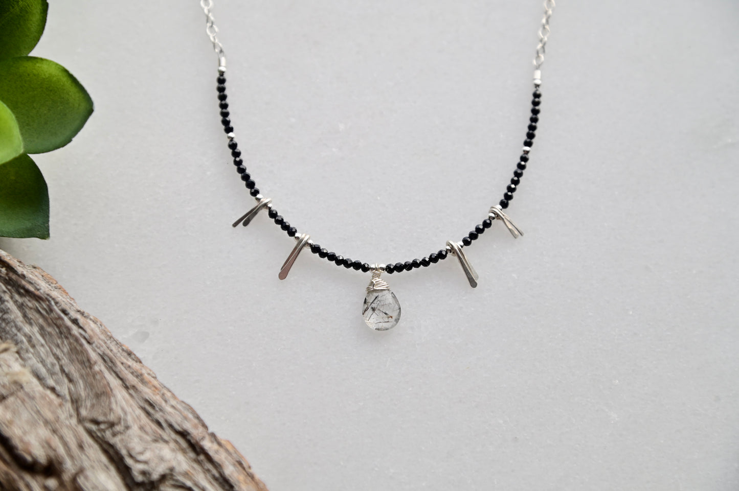 Sticks & Stones: Tourmaline Quartz + Silver Necklace