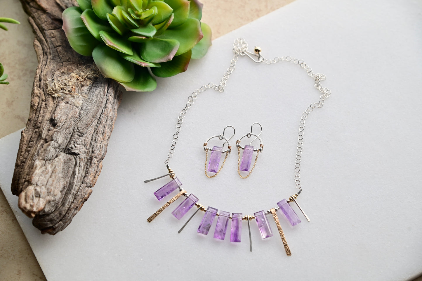 Sticks & Stones: Amethyst + Mixed Metals Necklace