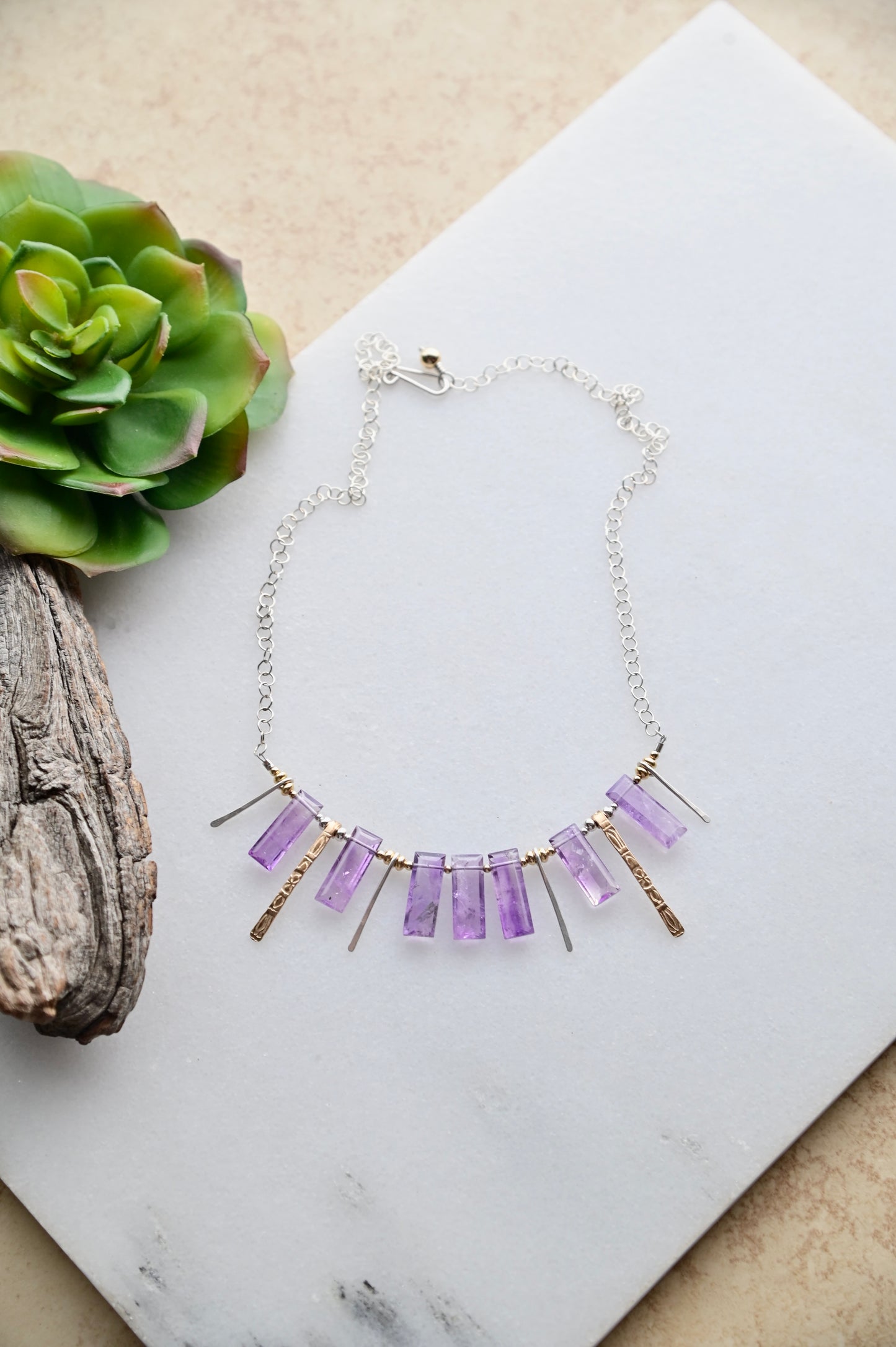 Sticks & Stones: Amethyst + Mixed Metals Necklace