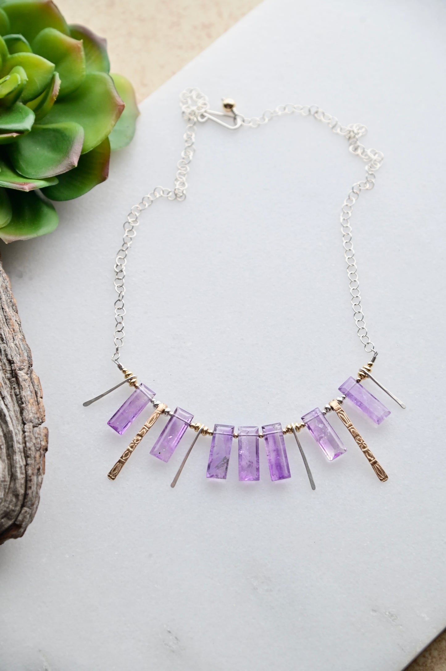 Sticks & Stones: Amethyst + Mixed Metals Necklace