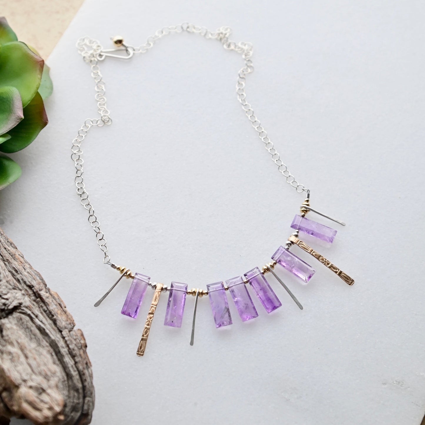 Sticks & Stones: Amethyst + Mixed Metals Necklace