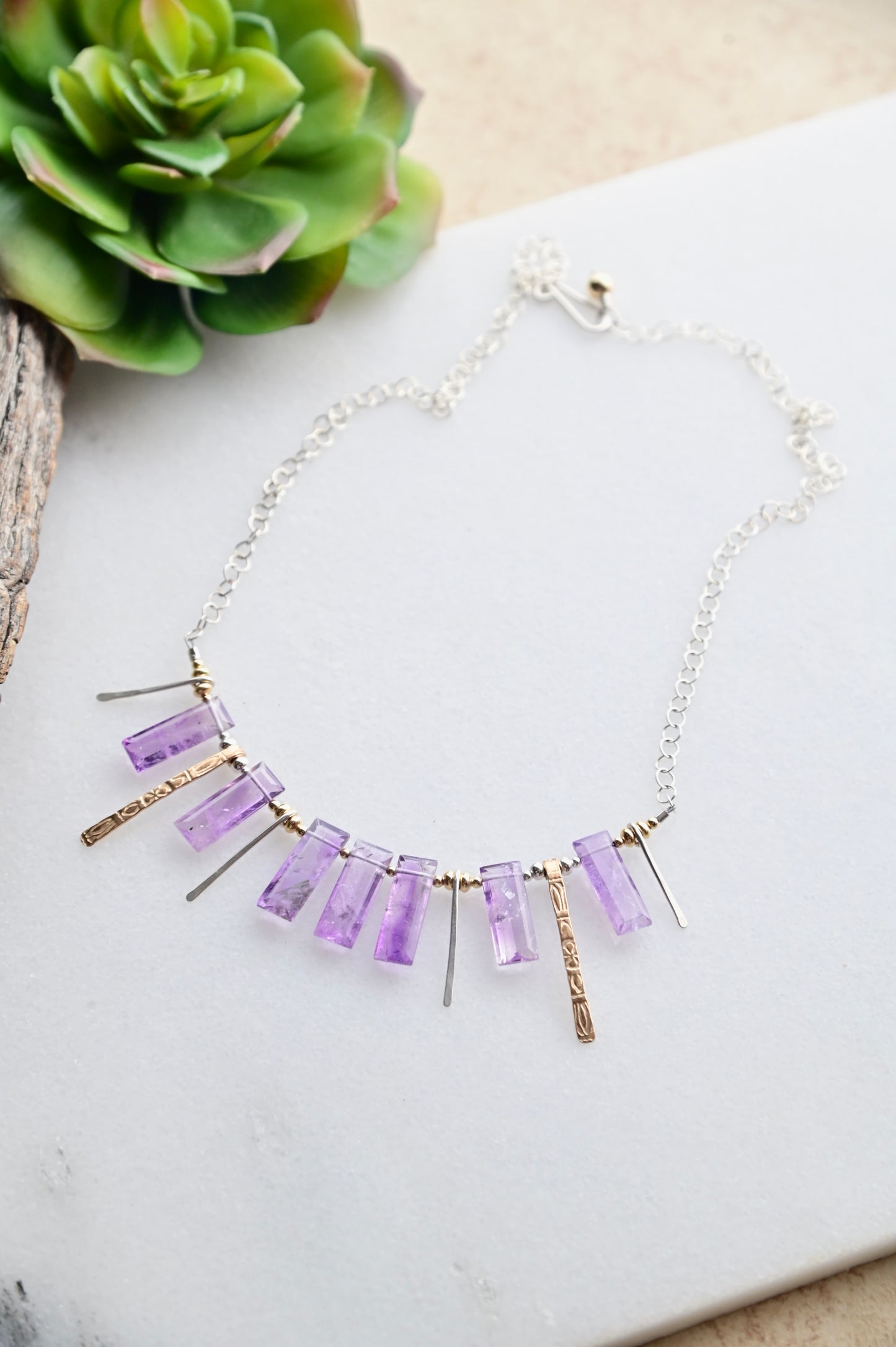 Sticks & Stones: Amethyst + Mixed Metals Necklace