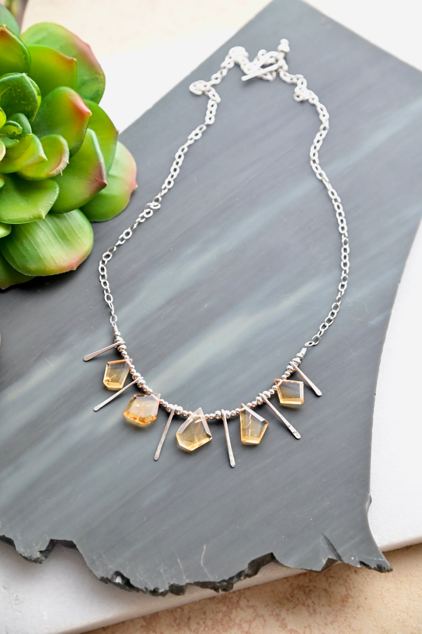 Sticks & Stones: Citrine + Silver Necklace