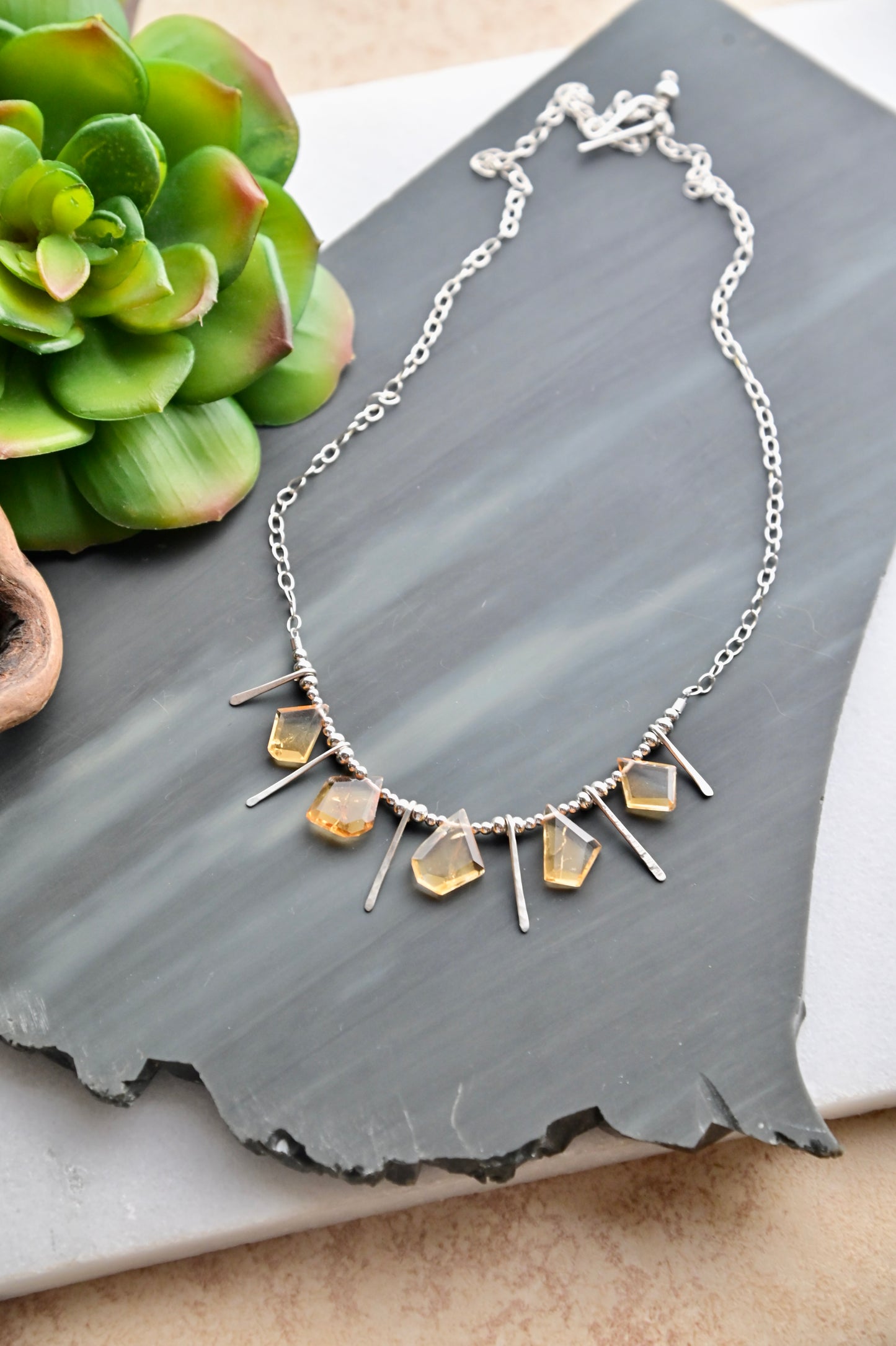 Sticks & Stones: Citrine + Silver Necklace