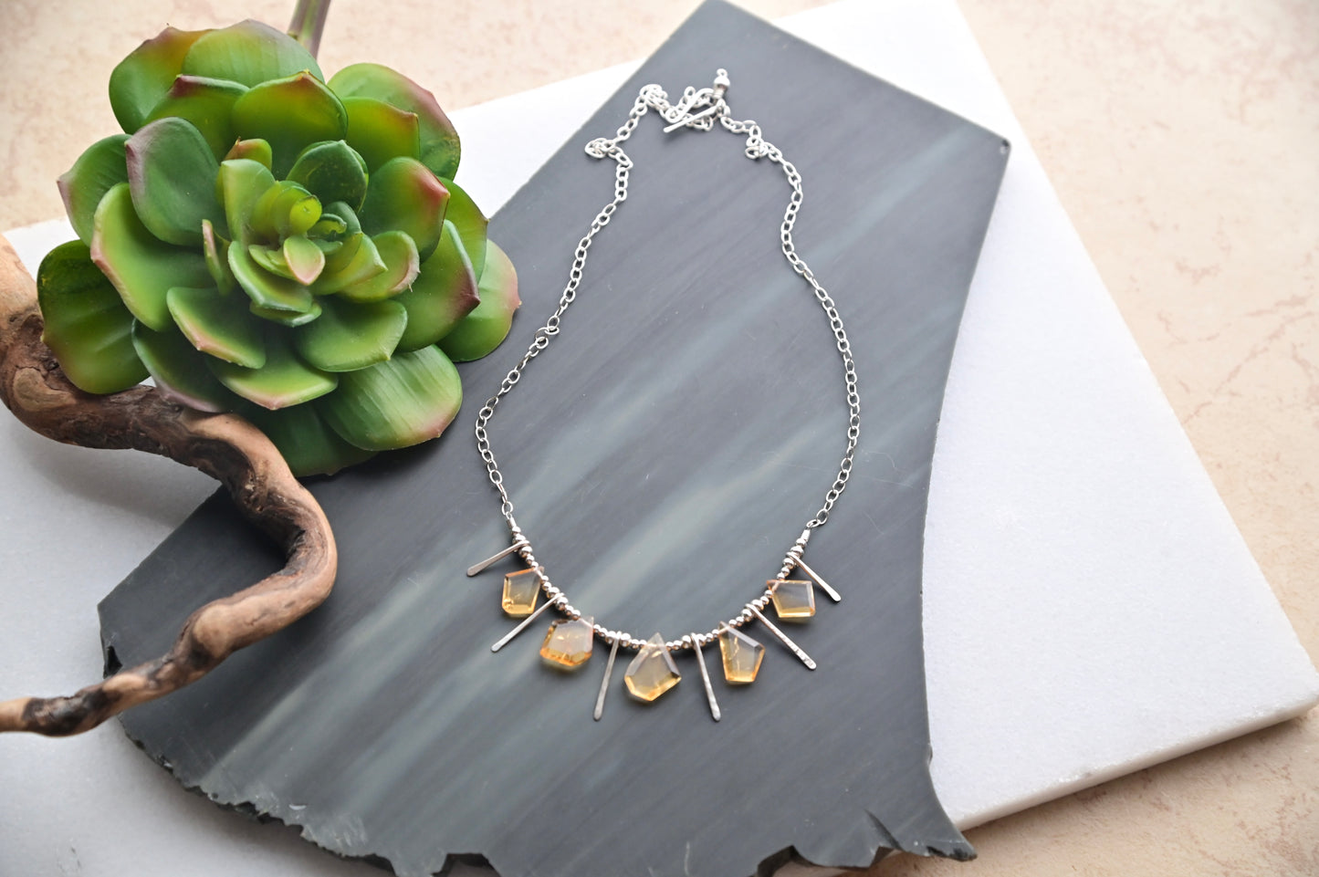 Sticks & Stones: Citrine + Silver Necklace