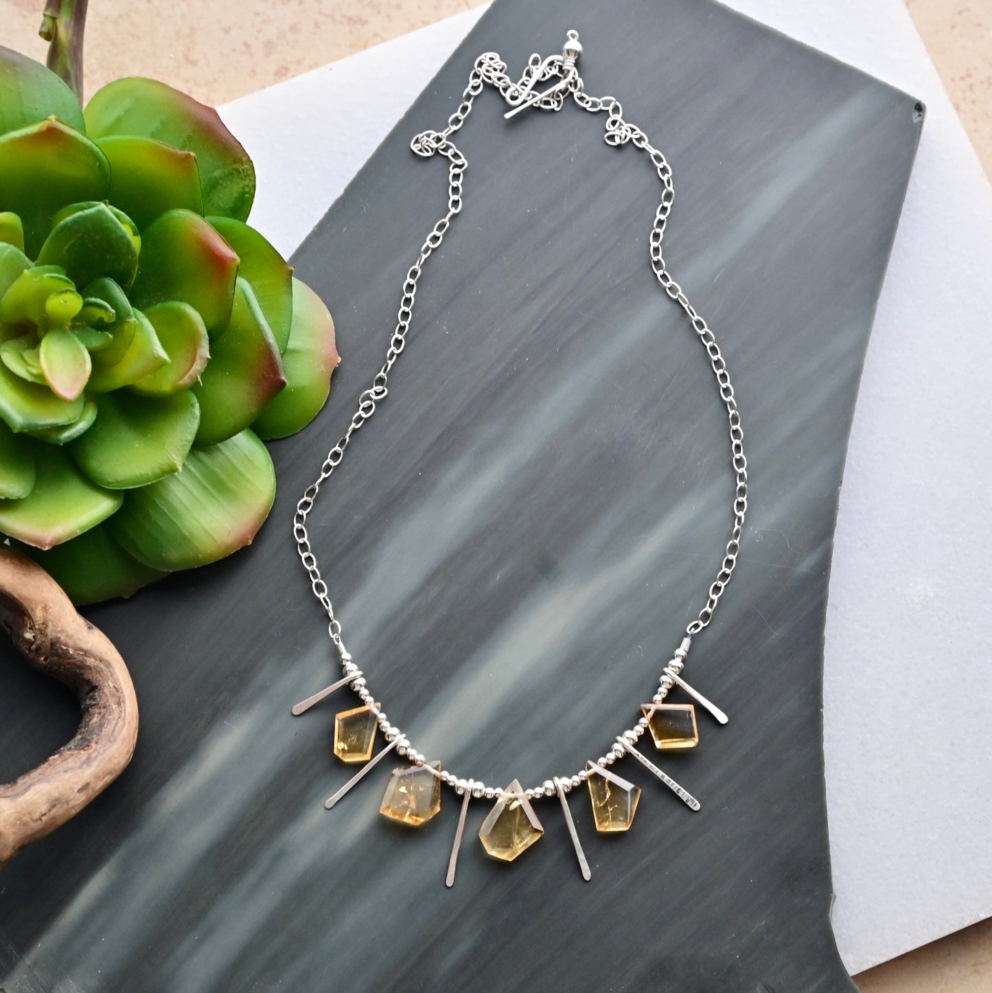 Sticks & Stones: Citrine + Silver Necklace