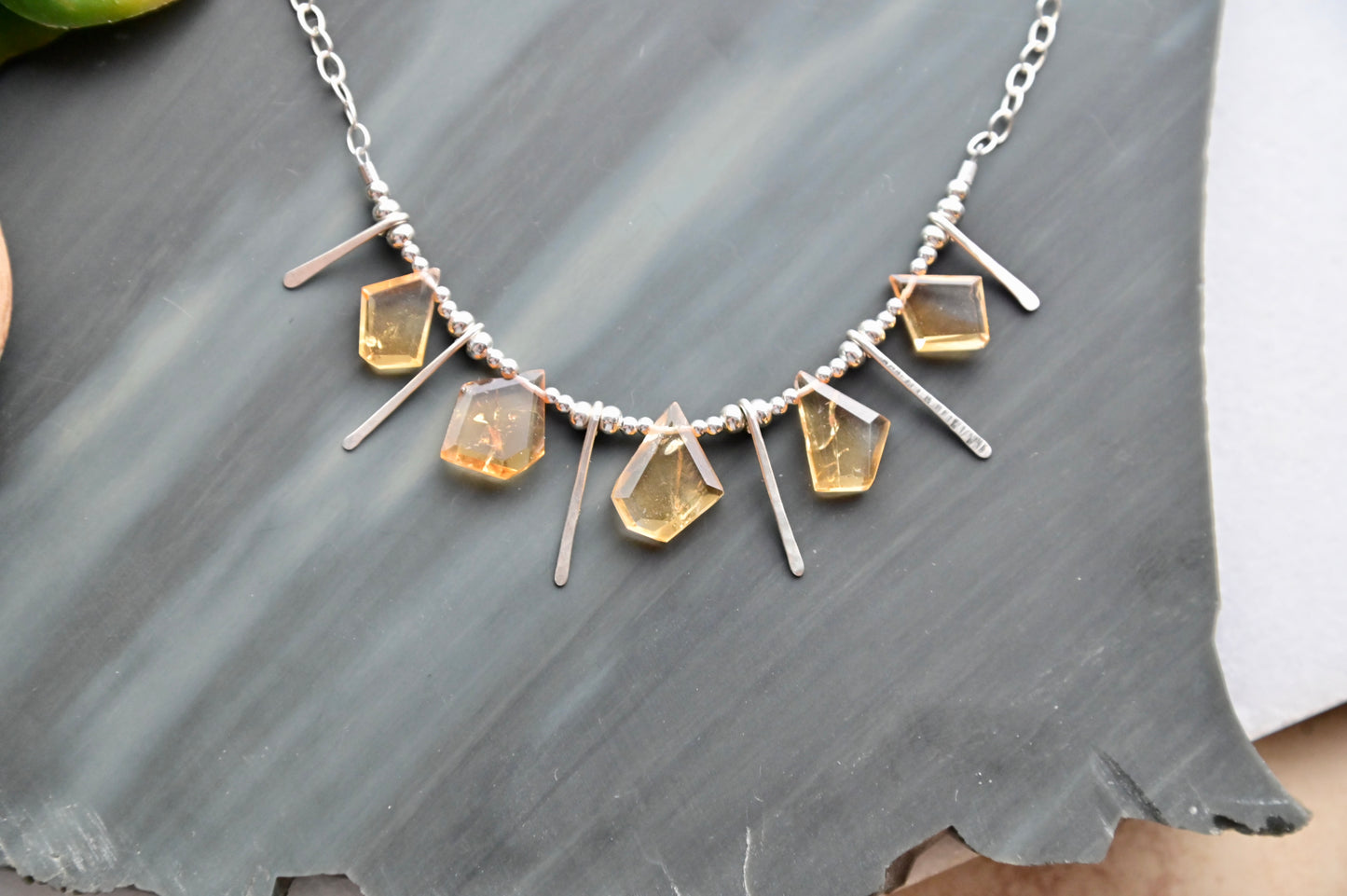 Sticks & Stones: Citrine + Silver Necklace