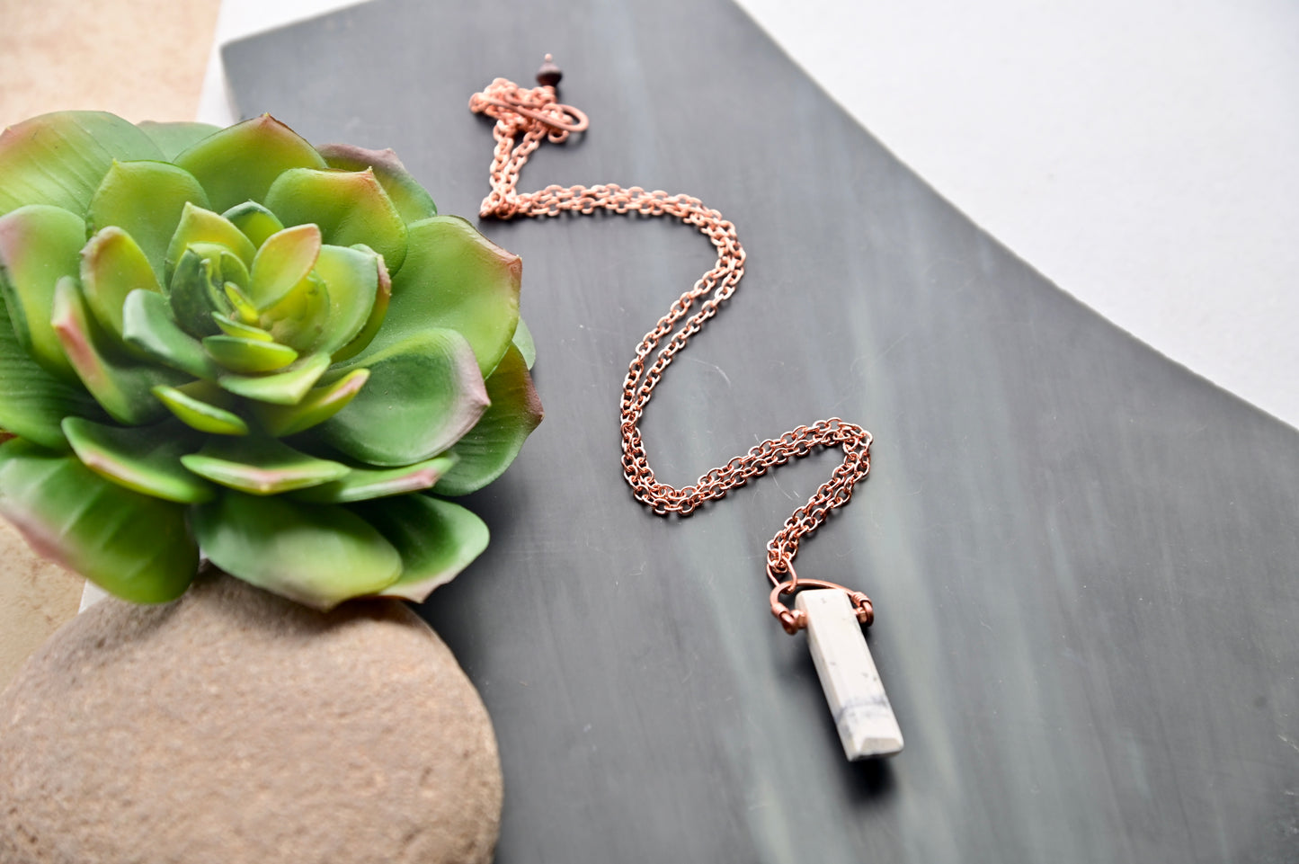 Hammered Hoops: Dendrite Opal + Copper Necklace