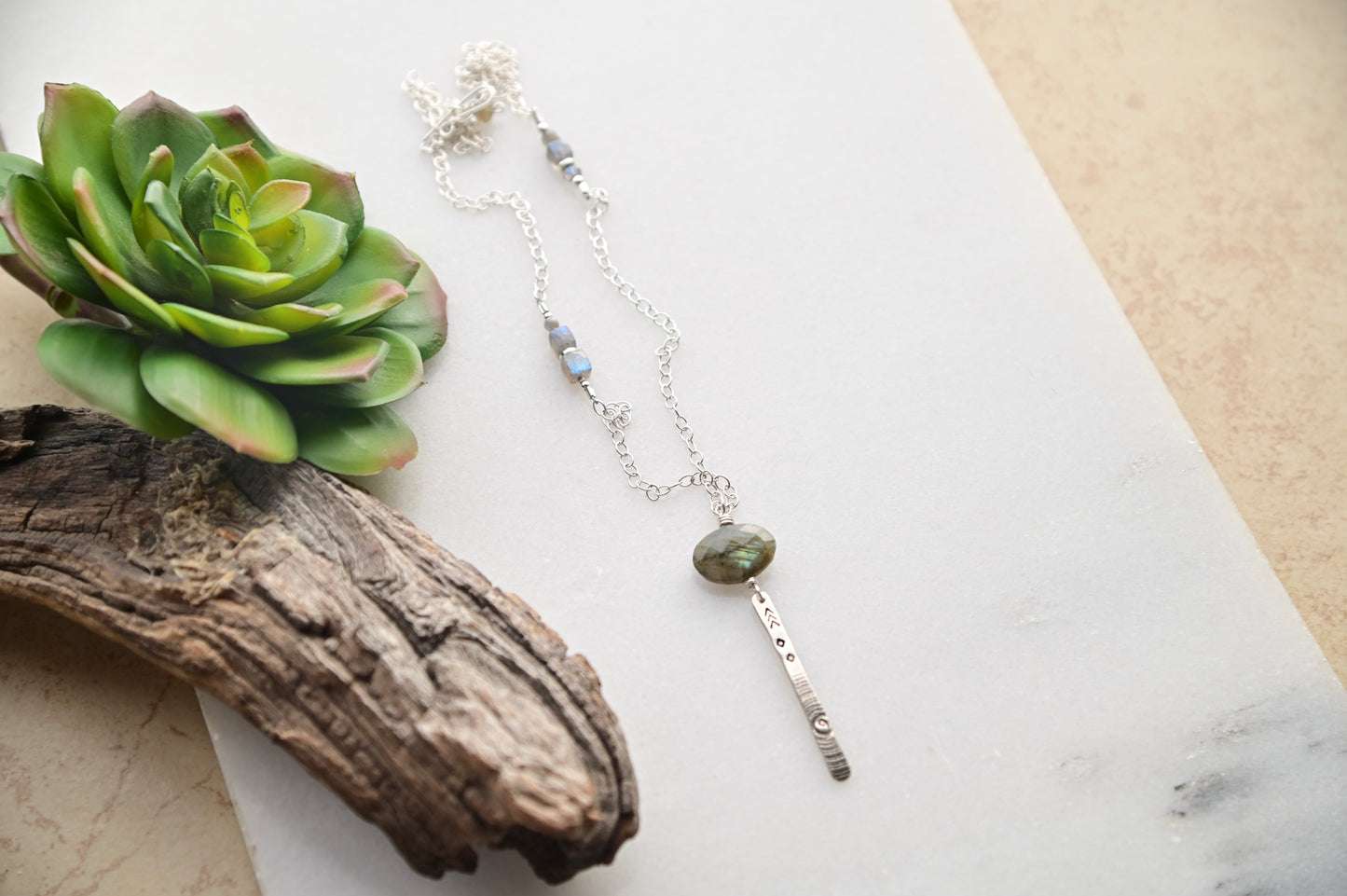 Sticks & Stones: Labradorite + Silver Necklace