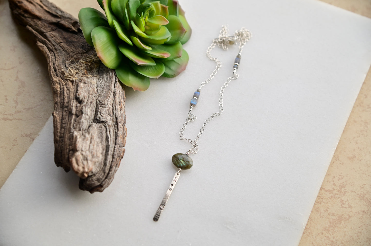 Sticks & Stones: Labradorite + Silver Necklace