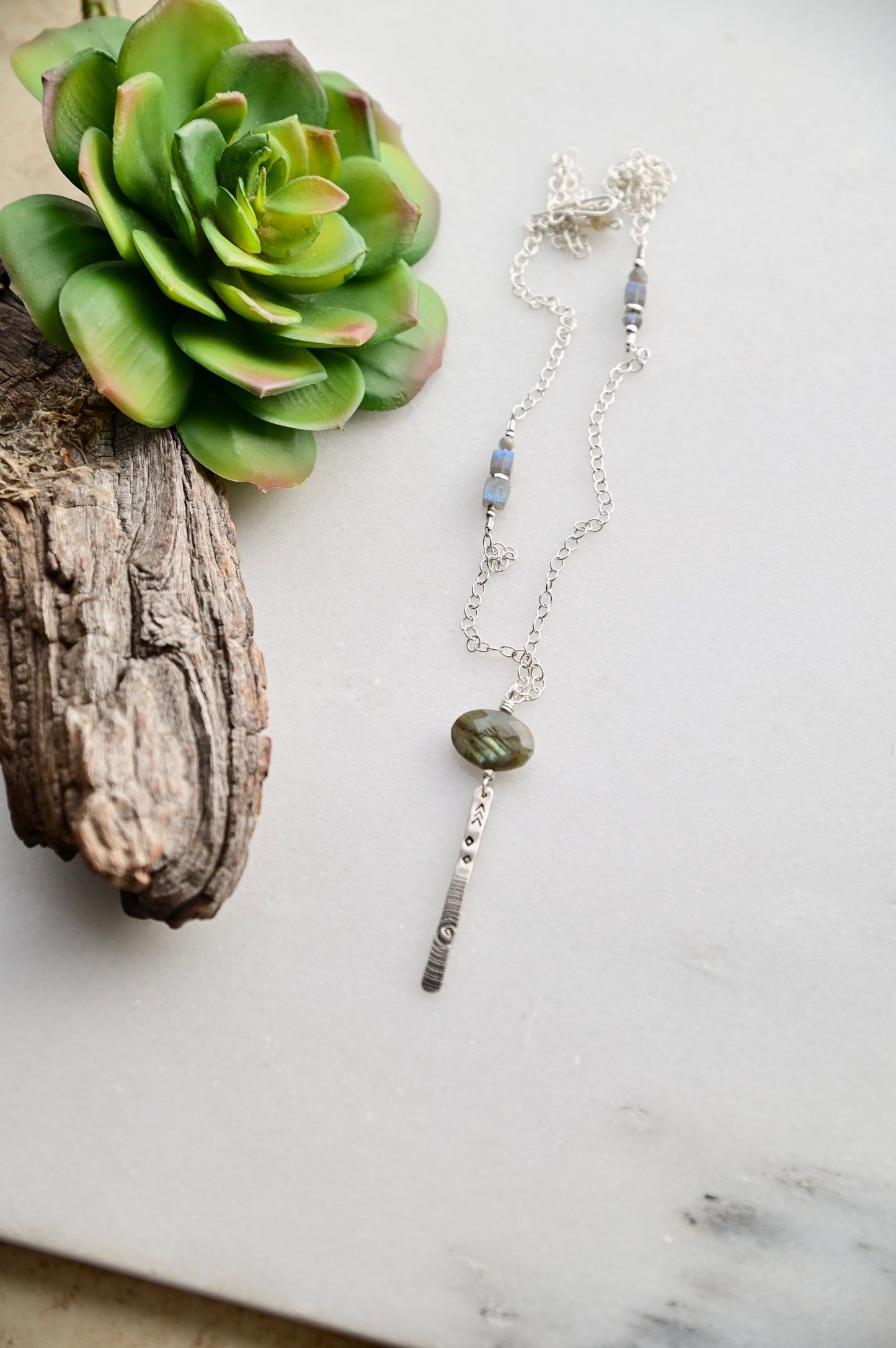 Sticks & Stones: Labradorite + Silver Necklace