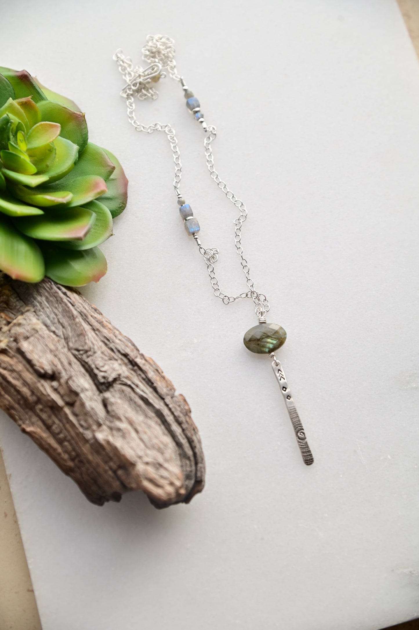 Sticks & Stones: Labradorite + Silver Necklace