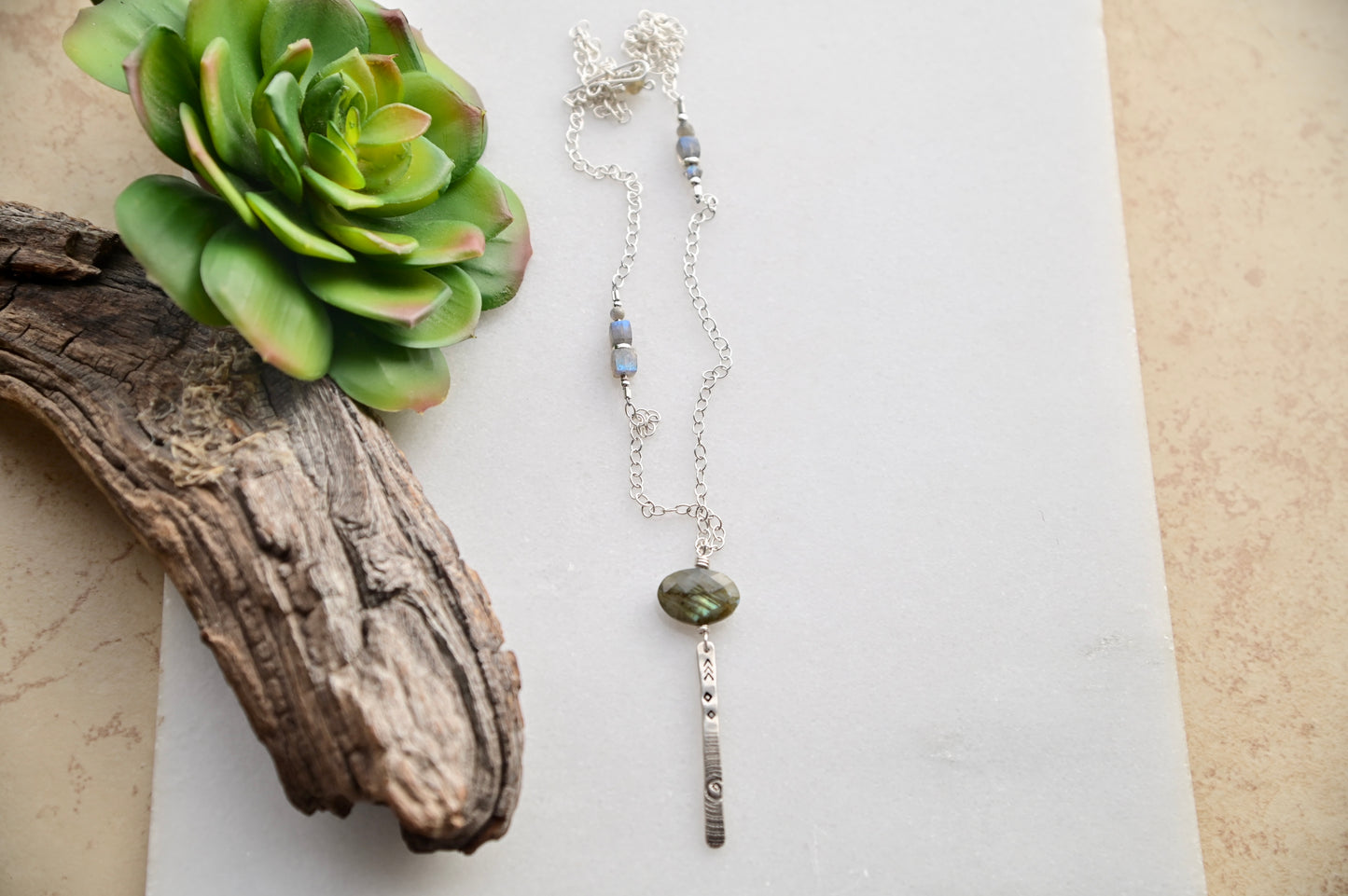 Sticks & Stones: Labradorite + Silver Necklace